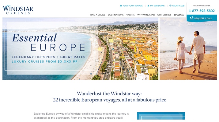 Windstar Europe Landing Page