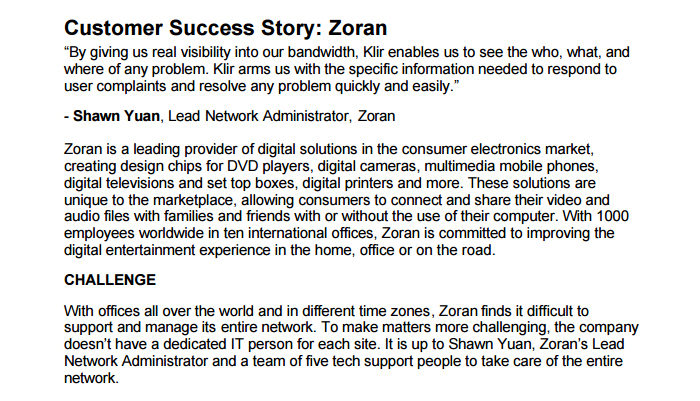 Zoran Case Study