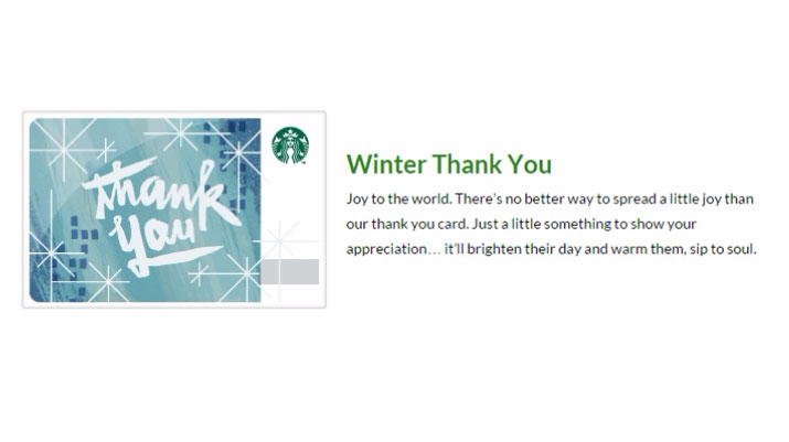 Starbuck’s Winter Thank You Product Description